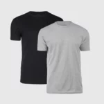 Basics 2 pièces T-shirt avec col rond x3 - Noir, Blanc